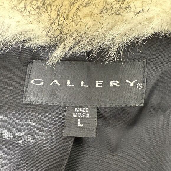 Vtg Gallery Faux Fur Coat Jacket Women L Gray Eskimo Y2K Lined Soft Old Money - Picture 9 of 15